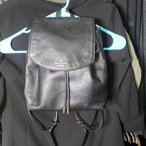 Kate Spade New York Sinch Pebbled Leather Medium Flap Backpack Black One Size